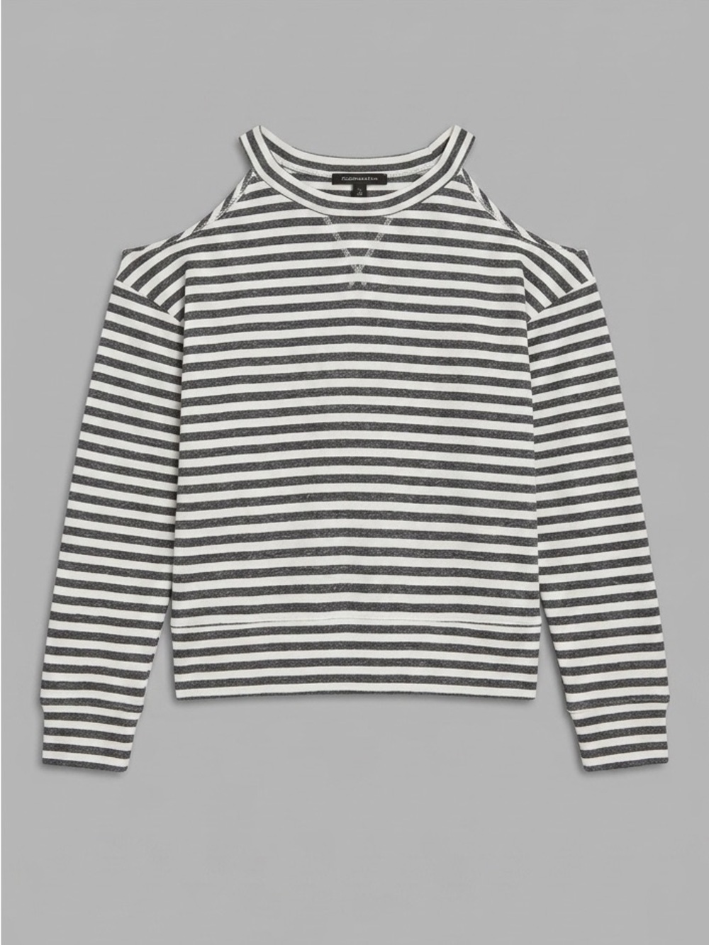 BCBG Striped Sweatshirt with Open Cut Shoulders - XS